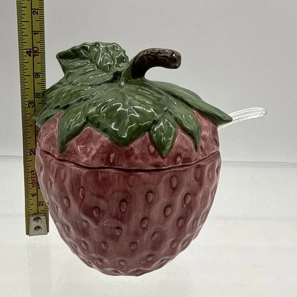 Vintage Strawberry Covered Dish Bowl Fwc The Cooks Bazaar Jelly Server Rare READ